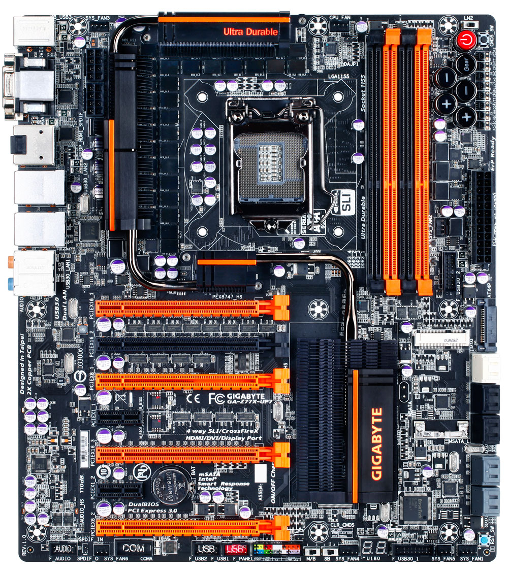 Gigabyte Z77X-UP7 Visual Inspection, Board Features - Gigabyte Z77X-UP7 Review: OC Oriented Orange Overkill Gigabyte Z77X-UP7 Visual Inspection, Board Features - Gigabyte Z77X-UP7 Review: OC Oriented Orange Overkill